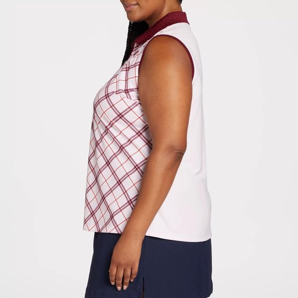 NWT Lady Hagen Women's Clubhouse Plaid Sleeveless Golf Polo - Picture 7 of 7